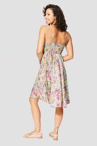 Abito a campana - Beige, blu e verde