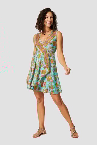 Abito a campana - Bianco, blu e arancione