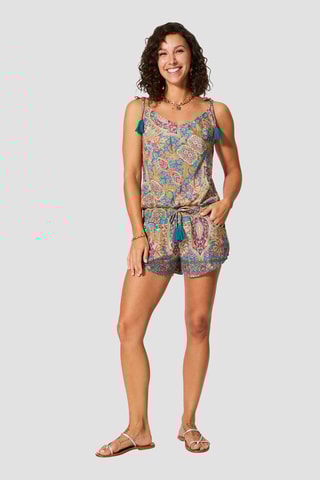 Tuta corta - Beige, blu e rosa