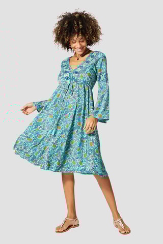 Abito midi - Turchese, giallo e blu