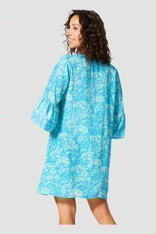 Abito a trapezio - Turchese e bianco