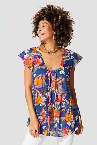 Top - Navy, rosso e arancione