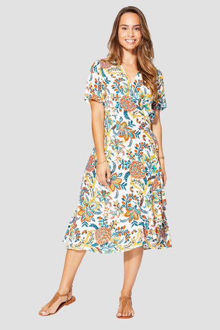 Abito a portafoglio - Bianco, blu e giallo