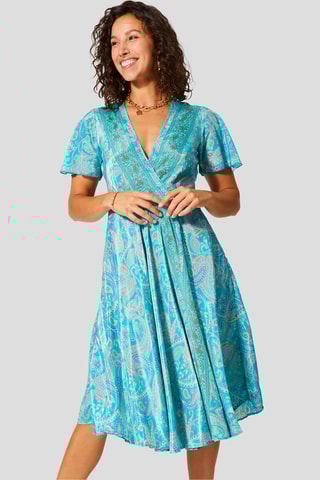 Abito a portafoglio - Blu, grigio e turchese