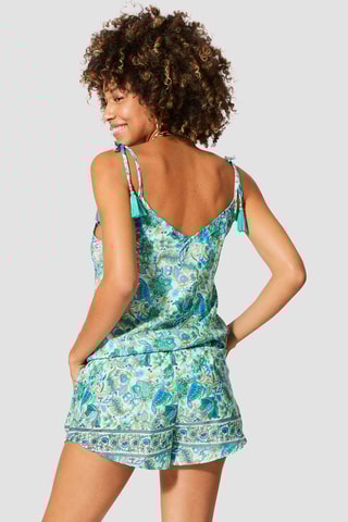 Tuta corta senza maniche - Beige, blu e verde