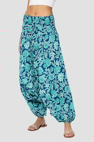 Pantaloni alla turca - Bianco, blu e turchese