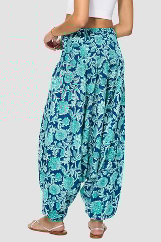 Pantaloni alla turca - Bianco, blu e turchese