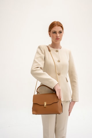 Leren Schoudertas Diane - Camel