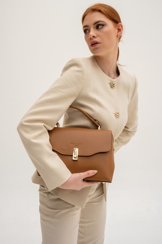 Leren Schoudertas Diane - Camel