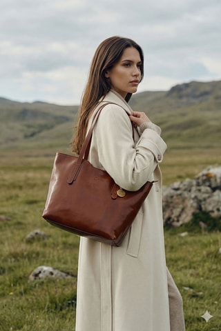 Leren Shopper Eden - Camel