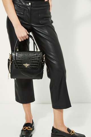 Leren Schoudertas Yasmin - Zwart