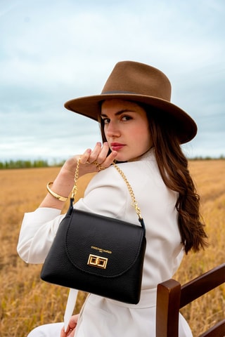 Leren Schoudertas Zia - Zwart