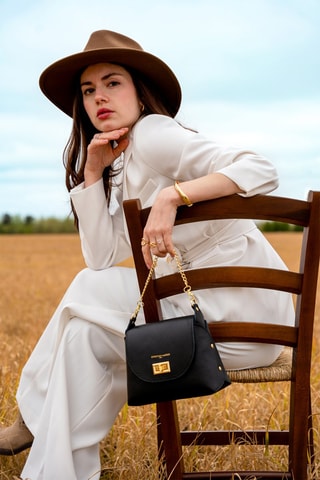 Leren Schoudertas Zia - Zwart