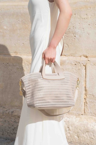 Leren Handtas Soleil - Lichtgrijs