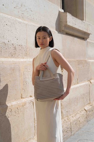 Leren Handtas Soleil - Lichtgrijs