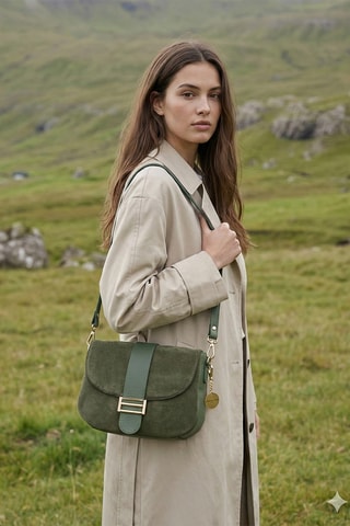 Leren Schoudertas Noche - Groen