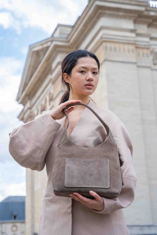 Leren Trendy Handtas Calma - Taupe