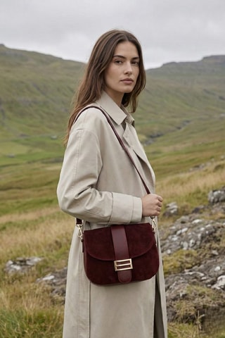 Leren Handtas Noche - Bordeauxrood