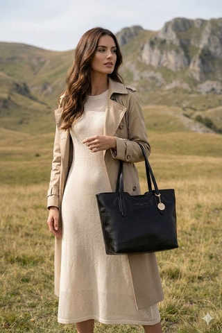 Leren Shopper Eden - Zwart