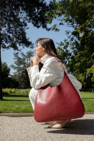 Leren Shopper Suri - Bordeauxrood