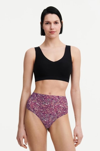 Tanga de talle alto Softstret - Burdeos y beige - Chantelle