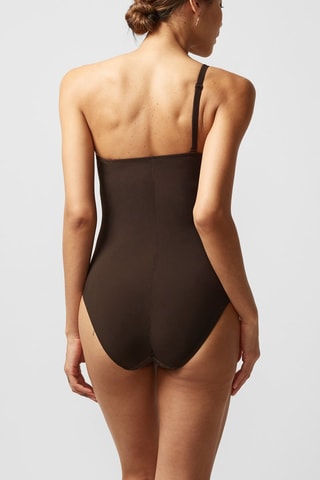Bañador asimétrico Texture - Marrón