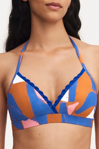 Sujetador de bikini Tribe - Celeste y marrón