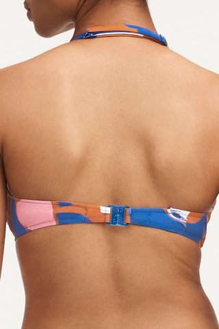Sujetador de bikini Tribe - Celeste y marrón