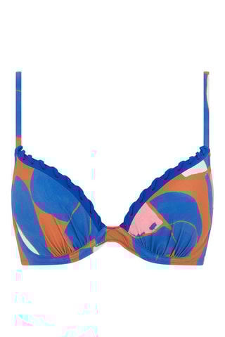 Sujetador de bikini Tribe - Celeste y marrón