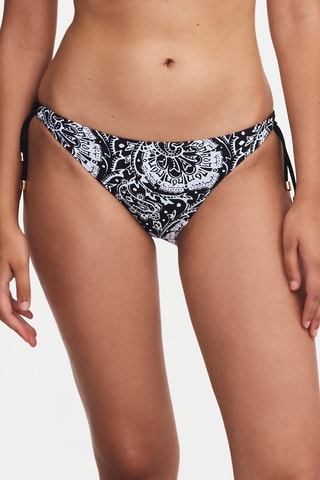 Braga de bikini Flowers - Negro y blanco