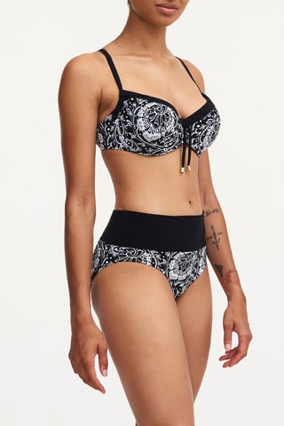 Braga de bikini Flowers - Negro y blanco