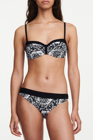 Braga de bikini Flowers - Negro