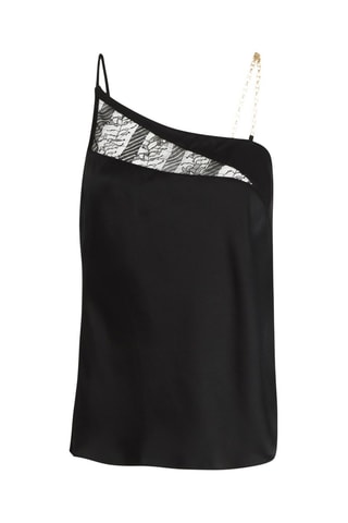Top de pijama de seda Slash - Negro - Chantelle X