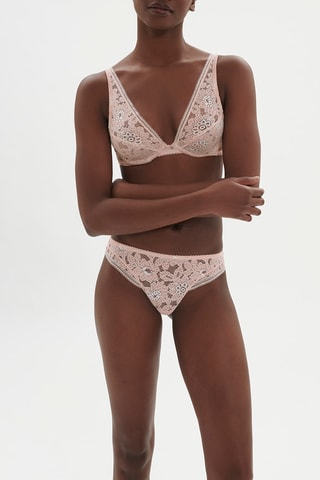 Tanga en dentelle Festive - Rose