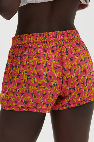 Short de pyjama taille haute Songe - Rose et jaune