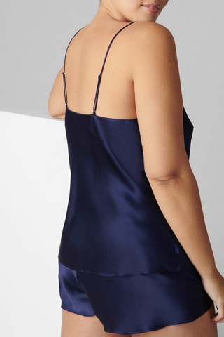 Caraco de pyjama en soie Dream - Bleu marine