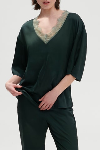 Blouse de pyjama Satin Secrets - Vert foncé