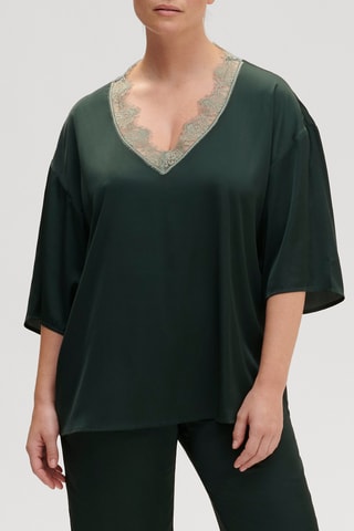 Blouse de pyjama Satin Secrets - Vert foncé