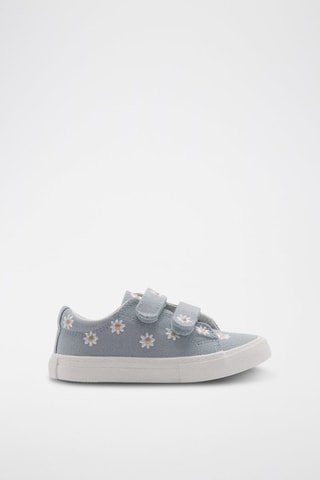 Tennis brodées à fleurs - Bleu clair