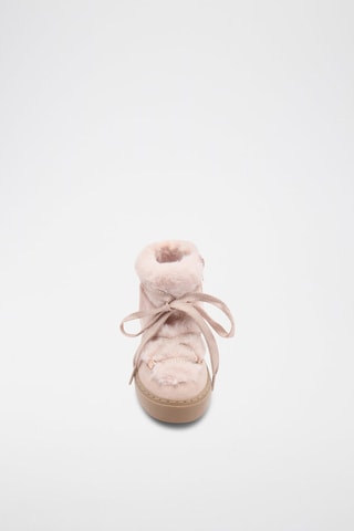Bottines lacets fausse fourrure - Rose