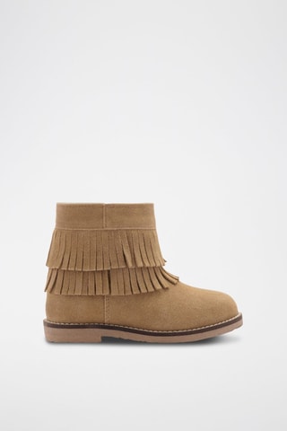 Bottines à franges cuir - Beige