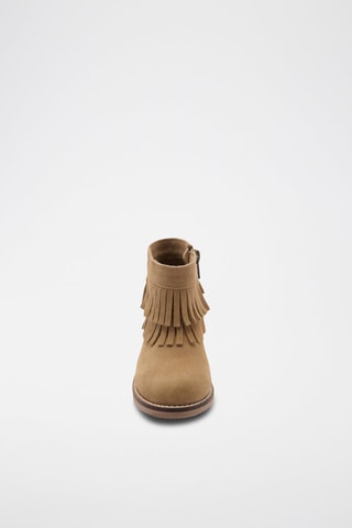 Bottines à franges cuir - Beige