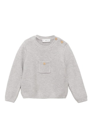 Pull-over maille poche - Gris chiné