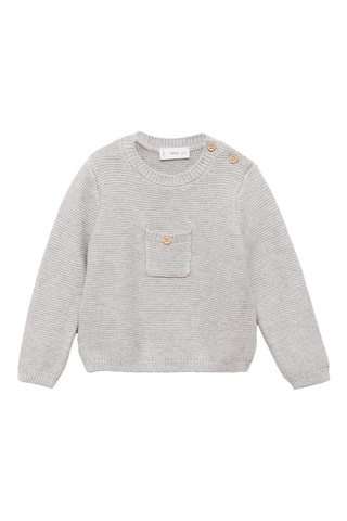 Pull-over maille poche - Gris chiné