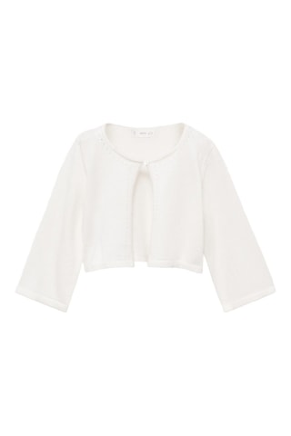 Cardigan maille détails ajourés - Blanc cassé