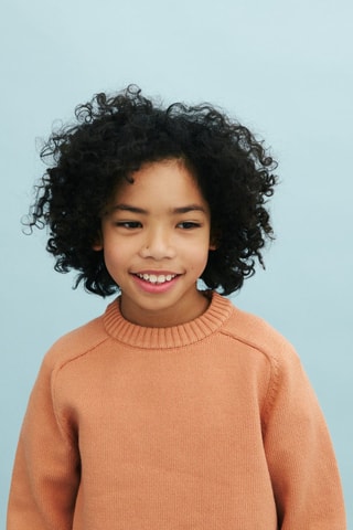 Pull-over maille coton - Orange pastel