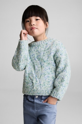 Pull-over bicolore maille - Vert d'eau