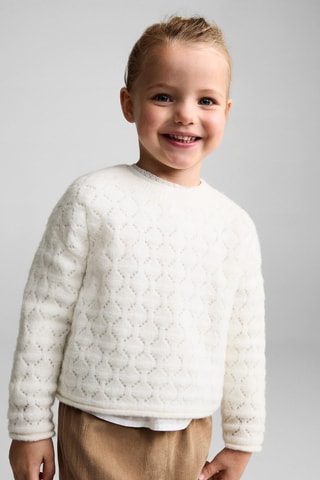 Pull en maille ajourée - Blanc cassé
