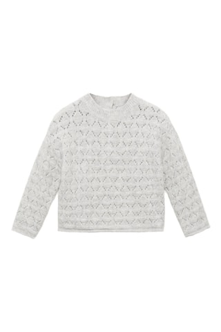 Pull en maille ajourée - Gris clair chiné