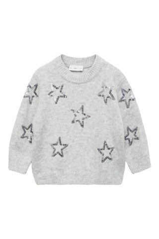 Pull-over étoiles sequins - Gris clair chiné
